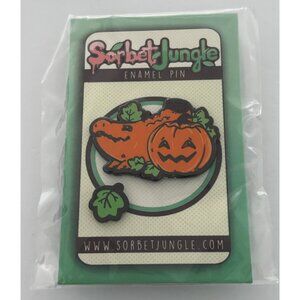 Sorbet Jungle Halloween Orange Pumpkin Alligator Enamel 2 Pin Set